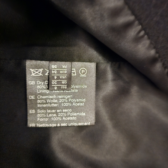 Gloverall Classic Black Wool Peacoat Size 4 Small - Picture 5 of 8